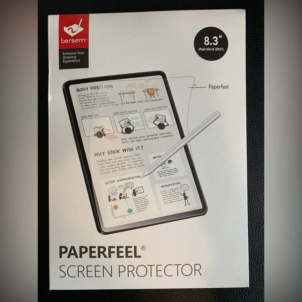 Paperfeel Screen Protector by Bersem. Fits iPad mini 6 (2021) which is 8.3”.